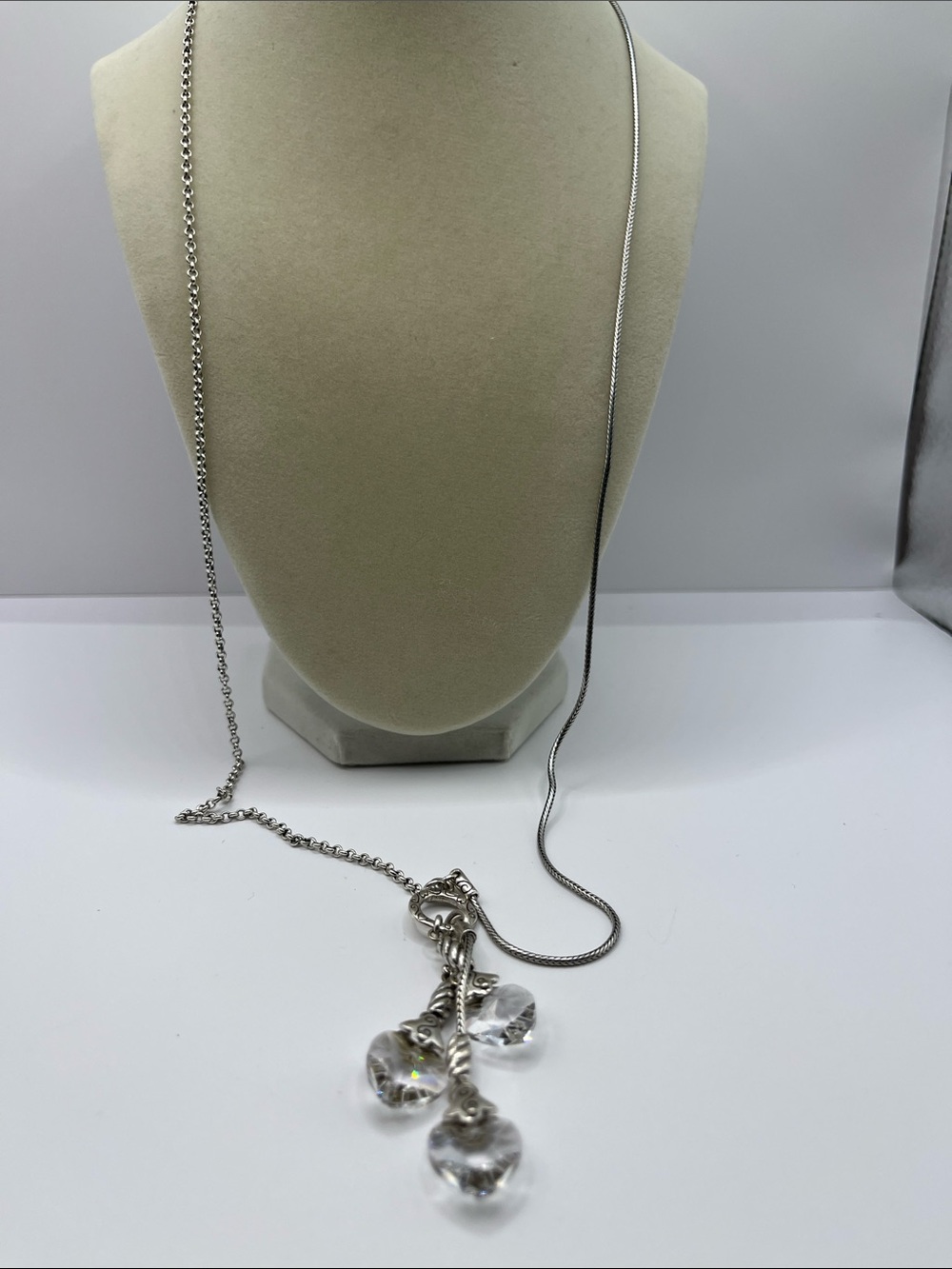 Brighton Kristall Heart Necklace Swarovski Crystals Double Chain Toggle Closure - Picture 9 of 12